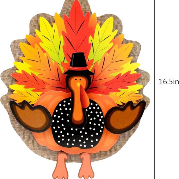 Thanksgiving Decorations 3D Turkey Decor Door Hanger - Picture 2 of 7
